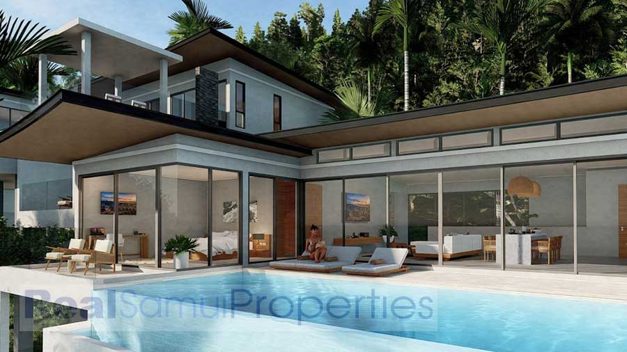 New 4-Bed 460 Sqm Contemporary Sea View Pool Villas, Chaweng